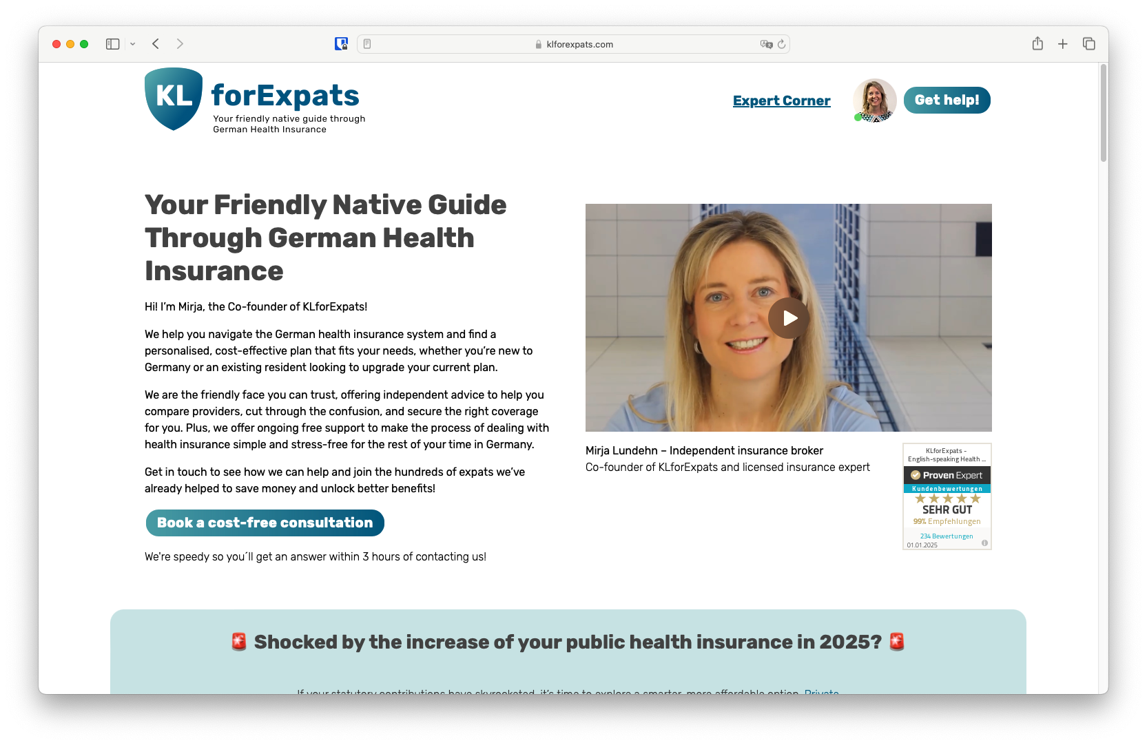 Startseite von KLforExpats.