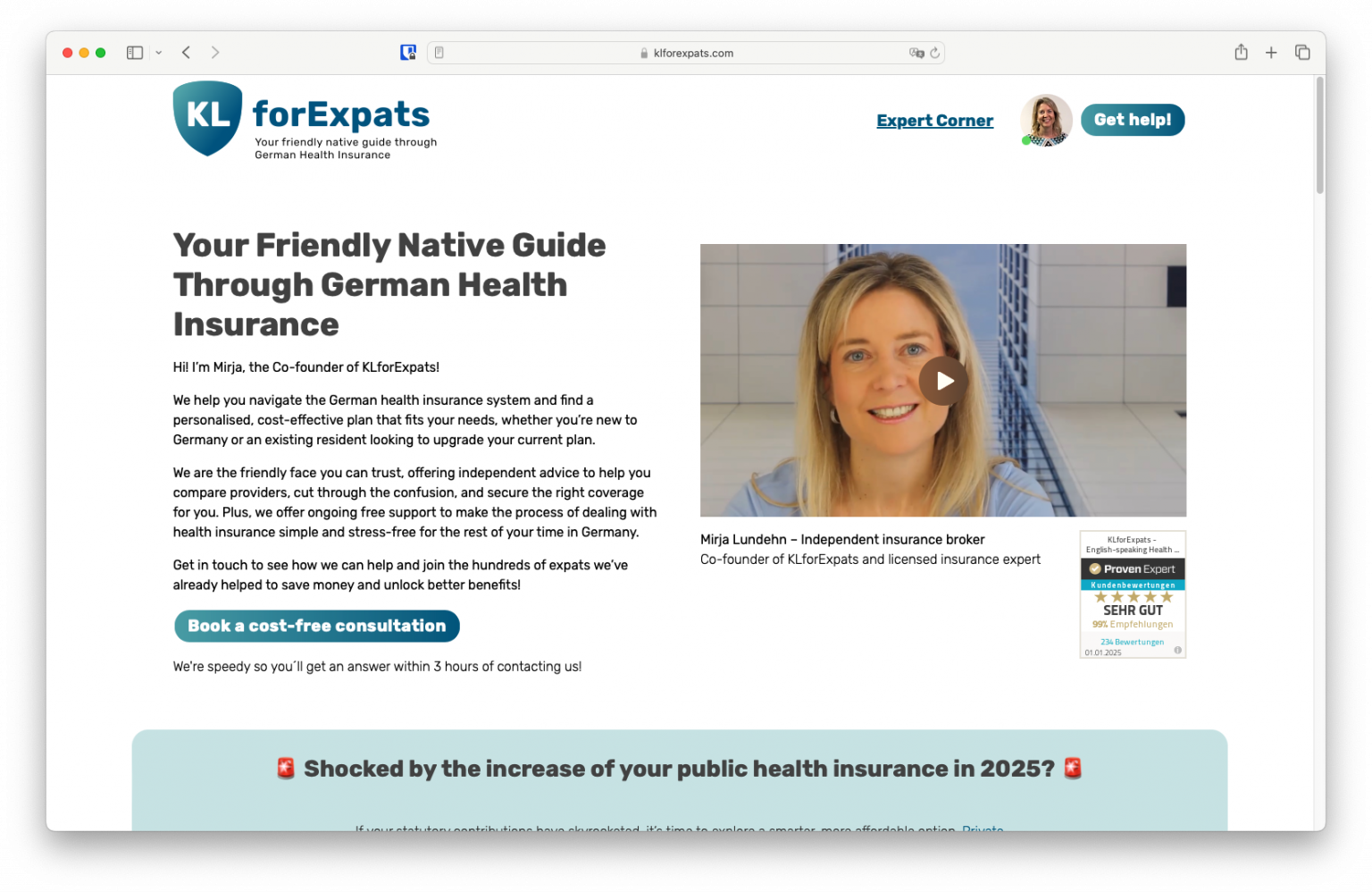Startseite von KLforExpats.